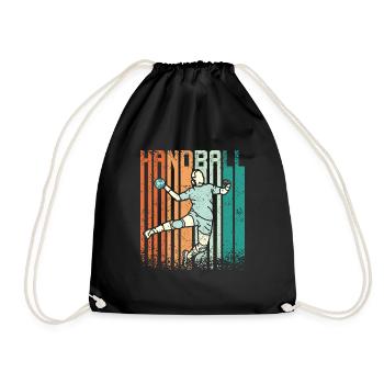 Retro Vintage Handball - Turnbeutel - Schwarz - Vorne