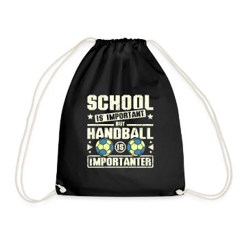 School is important but handball is importanter - Turnbeutel - Schwarz - Vorne