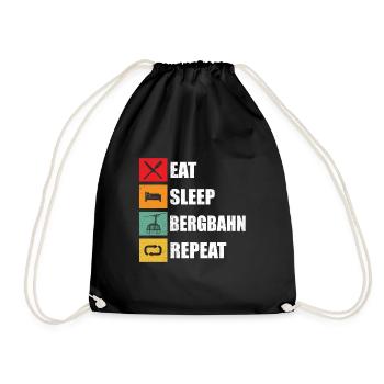 Cable Car Mountain Railway - Eat Sleep Cable Car Repeat - Drawstring Bag - black - Front