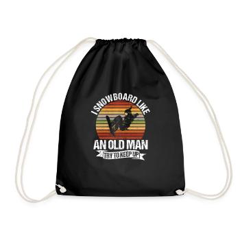 I Snowboard Like An Old Man Snowboarding Winter - Drawstring Bag - black - Front