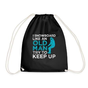 I Snowboard Like An Old Man Snowboarding Winter - Drawstring Bag - black - Front