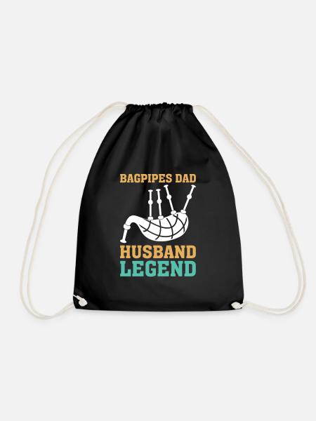Bagpipes Father Bagpipe Musician Papa - Drawstring Bag - black