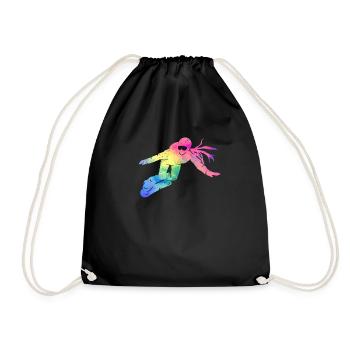 Boarder Girl Snowboarder Snowboard Ski Winter Sports - Drawstring Bag - black - Front
