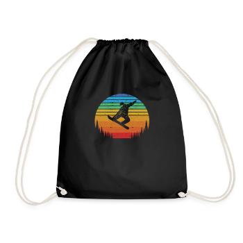 Amateur de sports d’hiver amateur de snowboard vintage - Sac de sport léger - noir - Devant
