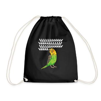 Budgerigar Parakeet Bird Pet Gift - Drawstring Bag - black - Front
