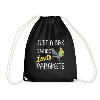 Budgerigar Parakeet Bird Pet Gift - Drawstring Bag - black - Front