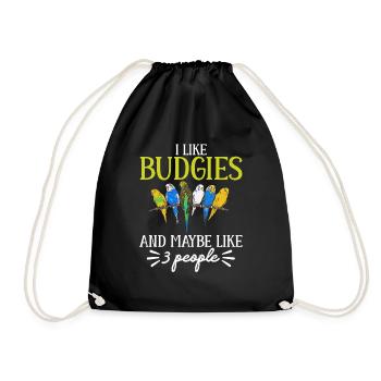 Wellensittich Sittich Vogel Haustier Geschenk - Turnbeutel - Schwarz - Vorne