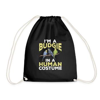 Budgerigar Perruche Oiseau Cadeau pour animaux de compagnie - Sac de sport léger - noir - Devant