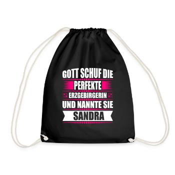 Erzgebirge Frau Namen Sachsen Sandra - Turnbeutel - Schwarz - Vorne
