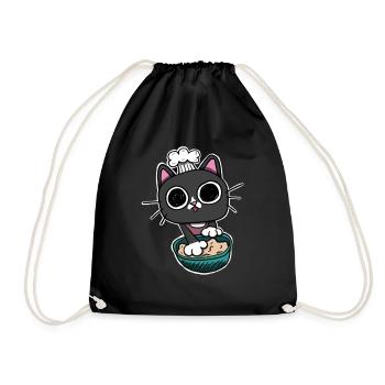 Kitty making Biscuits Cat Black - Drawstring Bag - black - Front