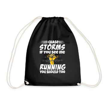 Storm Chasman Tornado Humor Gift - Drawstring Bag - black - Front
