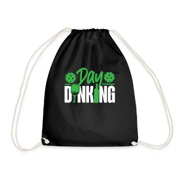 Pickleball Pun Wine Day Dinking - Drawstring Bag - black - Front