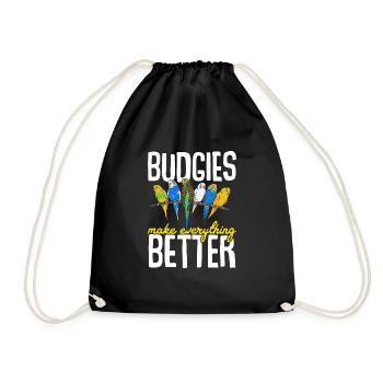 Budgerigar Perruche Oiseau Cadeau pour animaux de compagnie - Sac de sport léger - noir - Devant
