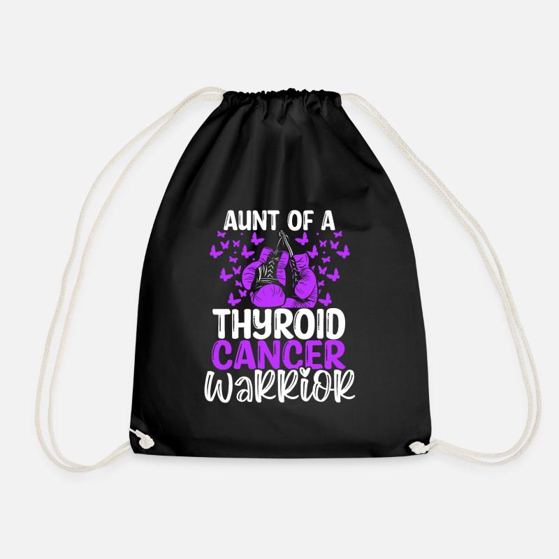 Thyroid Cancer Awareness Aunt Nephew Niece - Drawstring Bag - black
