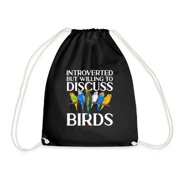 Wellensittich Sittich Vogel Haustier Geschenk - Turnbeutel - Schwarz - Vorne