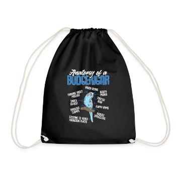 Budgerigar Parakeet Bird Pet Gift - Drawstring Bag - black - Front