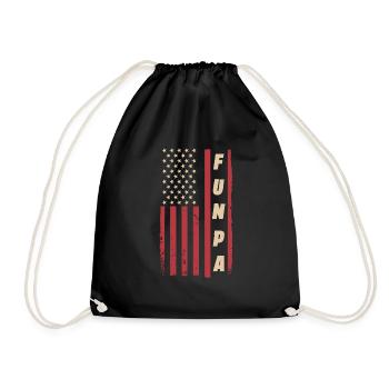 Funpa Us Flag Papa Opa Vatertag - Turnbeutel - Schwarz - Vorne