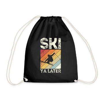 Skier Skifahrer Geschenk Vintage Retro - Turnbeutel - Schwarz - Vorne
