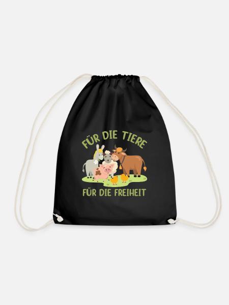 For the animals For freedom - Drawstring Bag - black