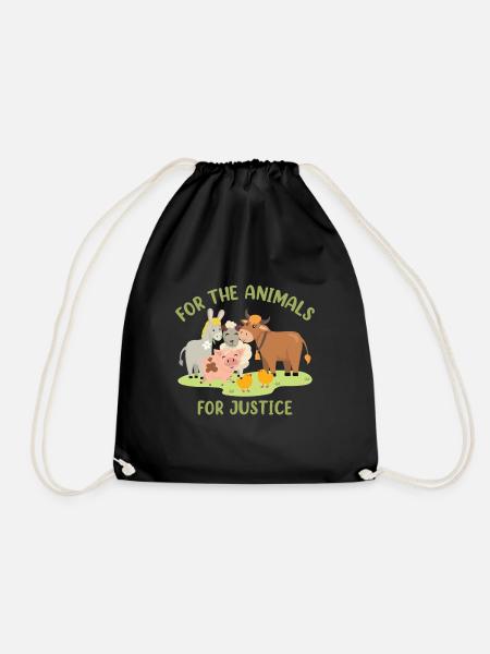 For The Animals, For Justice - Drawstring Bag - black