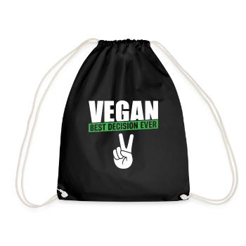 Vegan Best Decision Ever - Drawstring Bag - black - Front