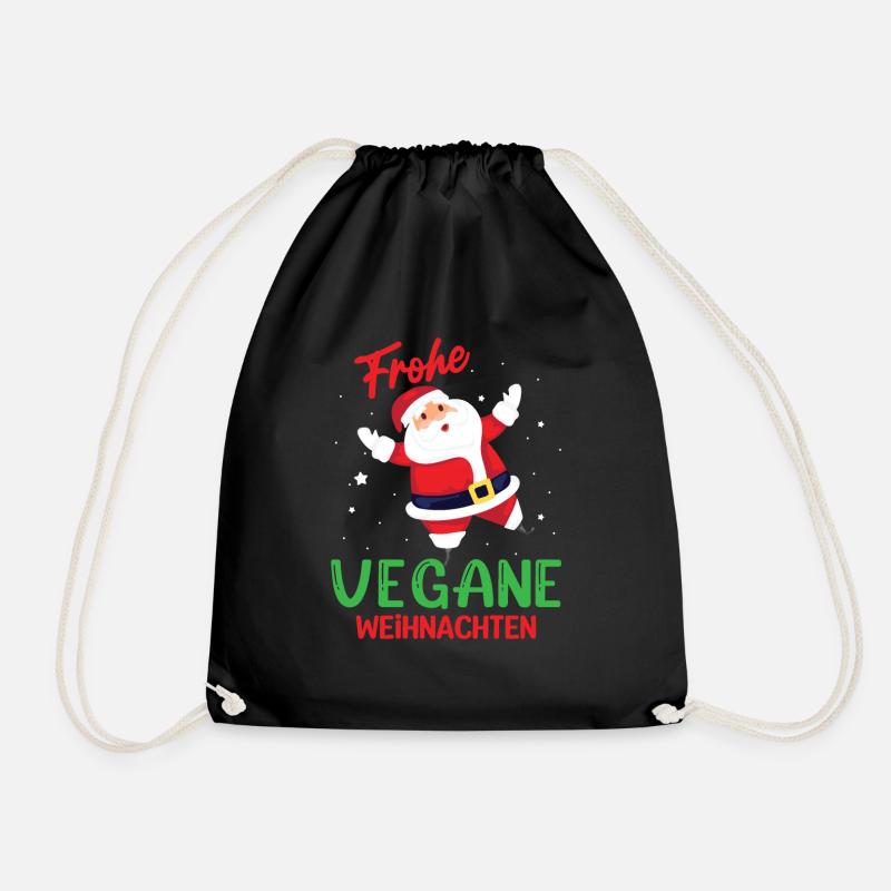 Frohe vegane Weihnachten - Turnbeutel - Schwarz
