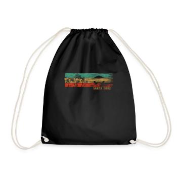 Santa Cruz California Retro Vintage Beach Holiday - Drawstring Bag - black - Front