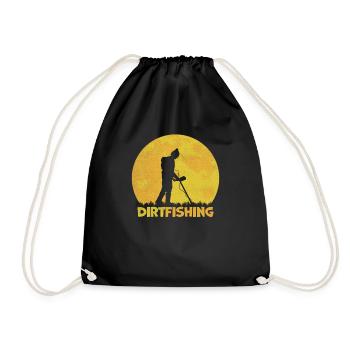 Dirt Fishing Detectorist Treasure Hunting Metal De - Drawstring Bag - black - Front