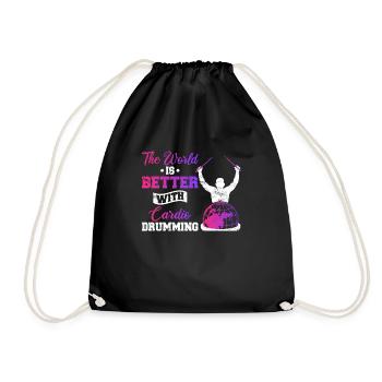 World Is Better With Cardio Drumming Workout Gym F - Drawstring Bag - black - Front