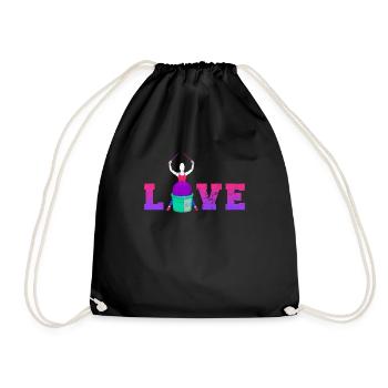 Cardio Drumming Love Gym Workout Fitness Class - Drawstring Bag - black - Front