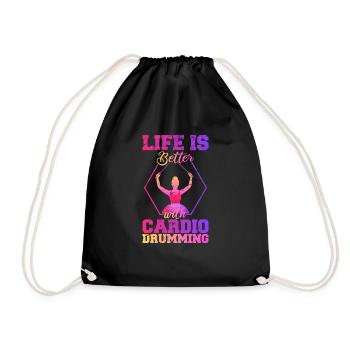 Life is Better With Cardio Drumming Fitness Class - Drawstring Bag - black - Front