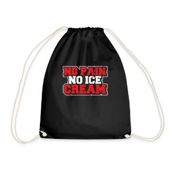 No Pain No Ice Cream Funny Gym Saying Workout Card - Drawstring Bag - black - Front