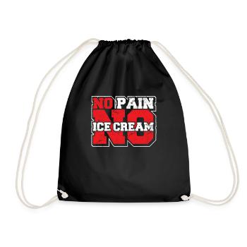No Pain No Ice Cream Funny Gym Saying Fitness Card - Drawstring Bag - black - Front
