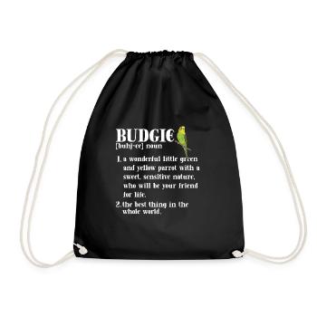 Budgerigar Parakeet Bird Pet Gift - Drawstring Bag - black - Front