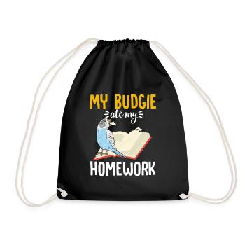 Budgerigar Parakeet Bird Pet Gift - Drawstring Bag - black - Front