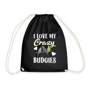 Budgerigar Parakeet Bird Pet Gift - Drawstring Bag - black - Front