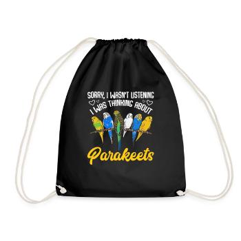 Budgerigar Parakeet Bird Pet Gift - Drawstring Bag - black - Front