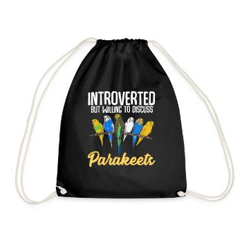 Budgerigar Parakeet Bird Pet Gift - Drawstring Bag - black - Front
