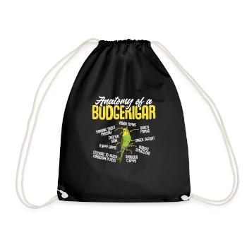 Budgerigar Perruche Oiseau Cadeau pour animaux de compagnie - Sac de sport léger - noir - Devant