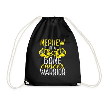 Nephew Bone Cancer Awareness Aunt Uncle - Drawstring Bag - black - Front