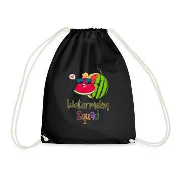 Watermelon Squad Slice Melon Summer Vacation Fruit - Drawstring Bag - black - Front