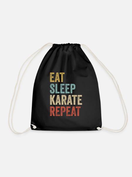 Eat Sleep Karate Repeat Karate - Drawstring Bag - black