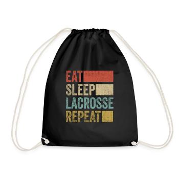 Retro Eat Sleep Lacrosse Repeat Lacrosse - Turnbeutel - Schwarz - Vorne