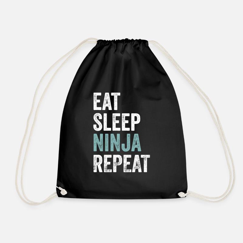 Eat Sleep Ninja Repeat Ninja - Drawstring Bag - black