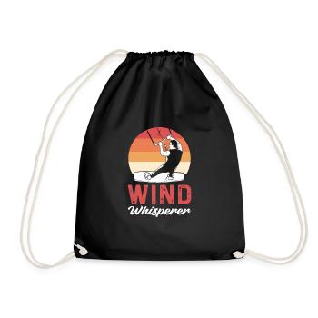 Windflüsterer. Kiteboarding Kitesurfen - Turnbeutel - Schwarz - Vorne