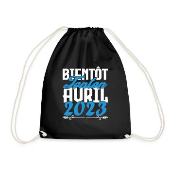 Cadeau Annonce grossesse bientôt Tonton Avril 2023 - Sac de sport léger - noir - Devant