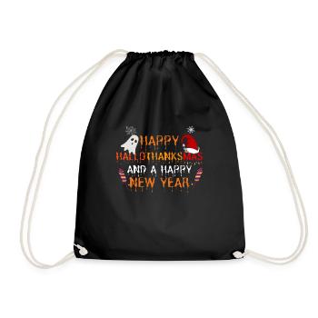 Happy Hallothanksmas and a Happy New Year - Drawstring Bag - black - Front