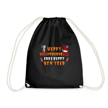 Happy Hallothanksmas and a Happy New Year - Drawstring Bag - black - Front