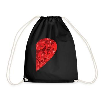 Partnerlook Herz als Geschenkidee - Turnbeutel - Schwarz - Vorne