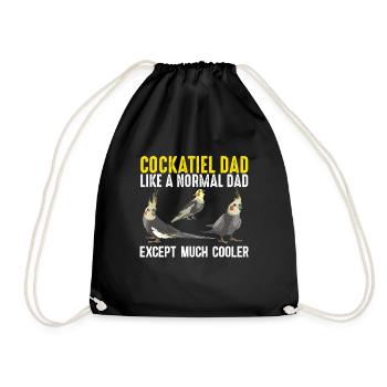 cockatiel cockatoo parrot bird gift - Drawstring Bag - black - Front